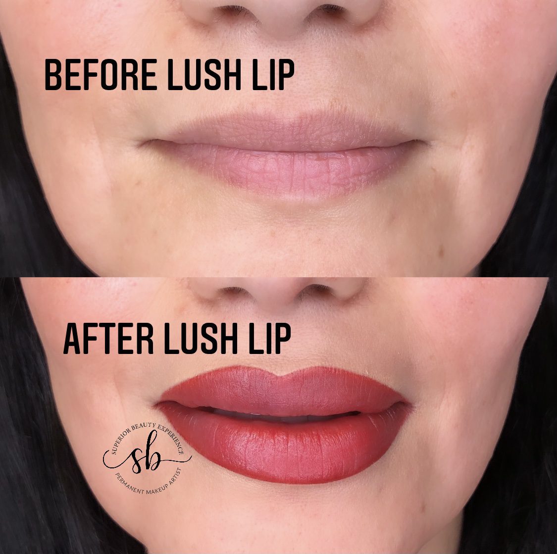 superior beauty experience waco - lip blush treatment before & after