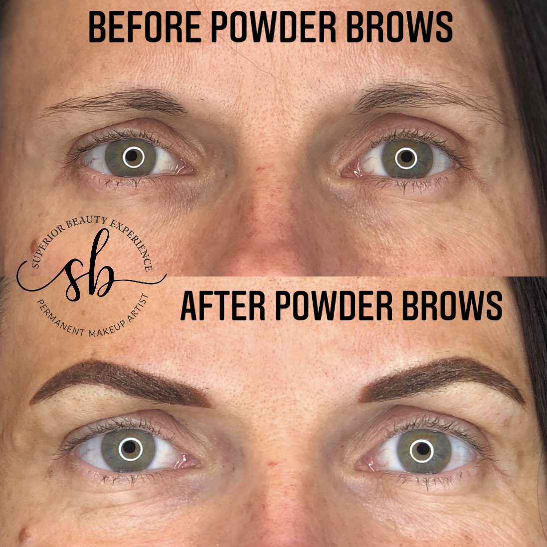 powder brows before & after - superior beauty experience waco, texas